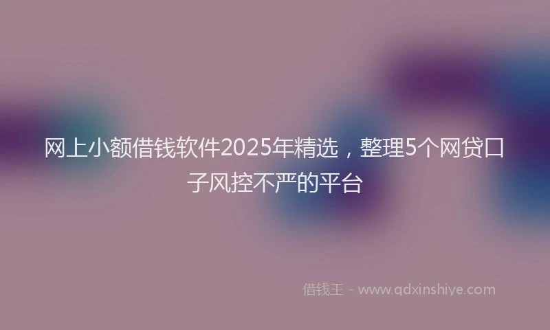 网上小额借钱软件2025年精选，整理5个网贷口子风控不严的平台