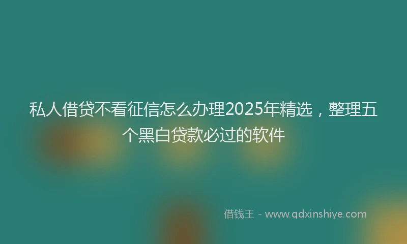 私人借贷不看征信怎么办理2025年精选，整理五个黑白贷款必过的软件