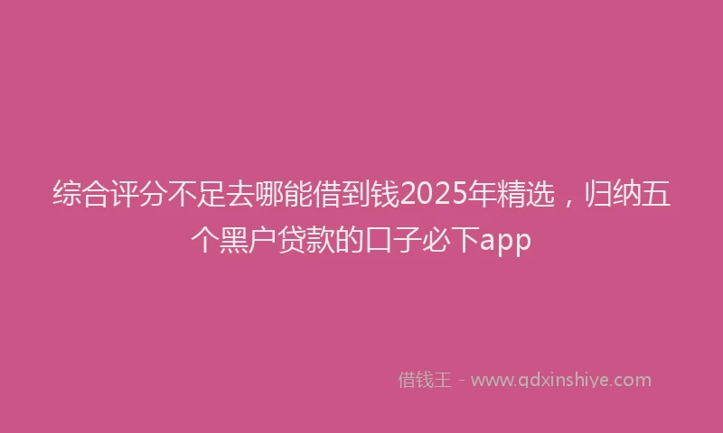 综合评分不足去哪能借到钱2025年精选，归纳五个黑户贷款的口子必下app