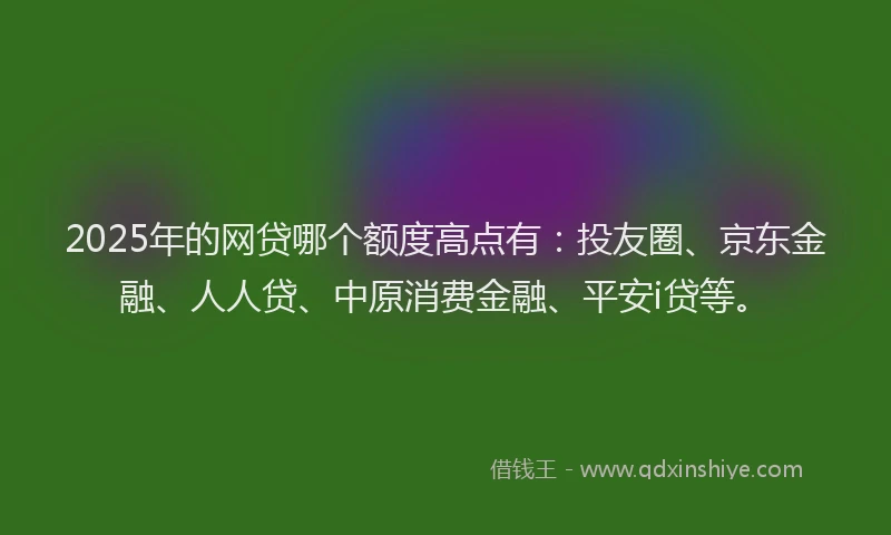 2025年的网贷哪个额度高点有：投友圈、京东金融、人人贷、中原消费金融、平安i贷等。