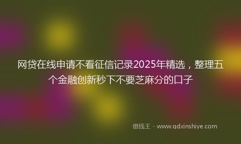 网贷在线申请不看征信记录2025年精选，整理五个金融创新秒下不要芝麻分的口子