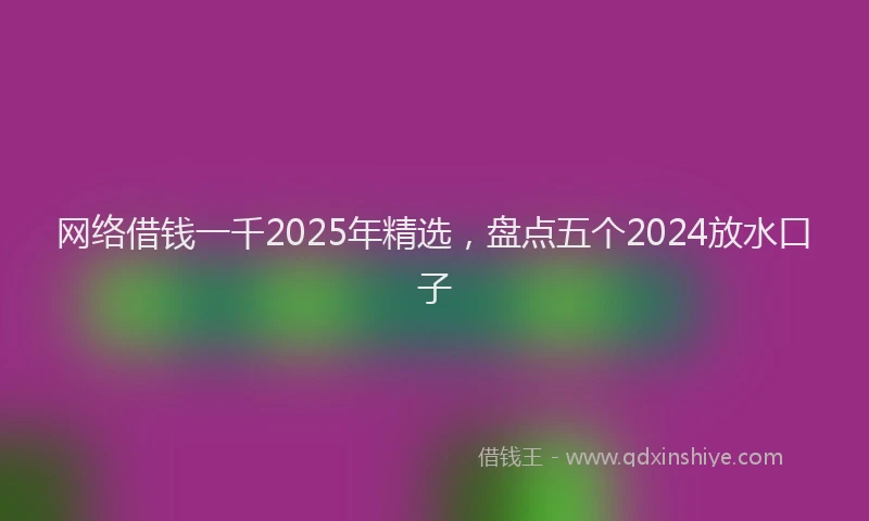 网络借钱一千2025年精选，盘点五个2024放水口子