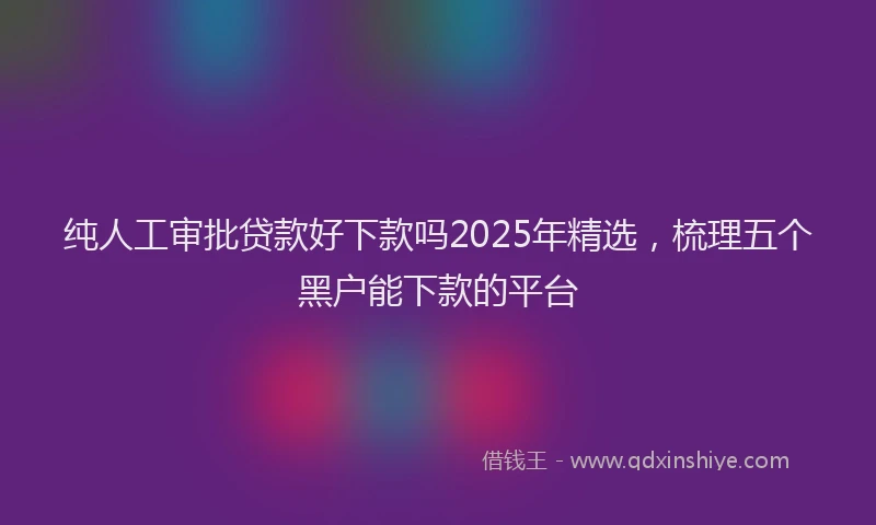 纯人工审批贷款好下款吗2025年精选，梳理五个黑户能下款的平台