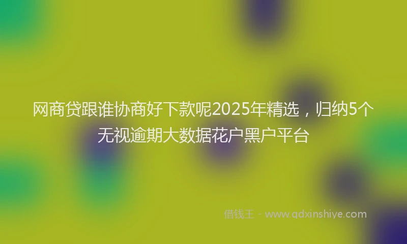 网商贷跟谁协商好下款呢2025年精选，归纳5个无视逾期大数据花户黑户平台