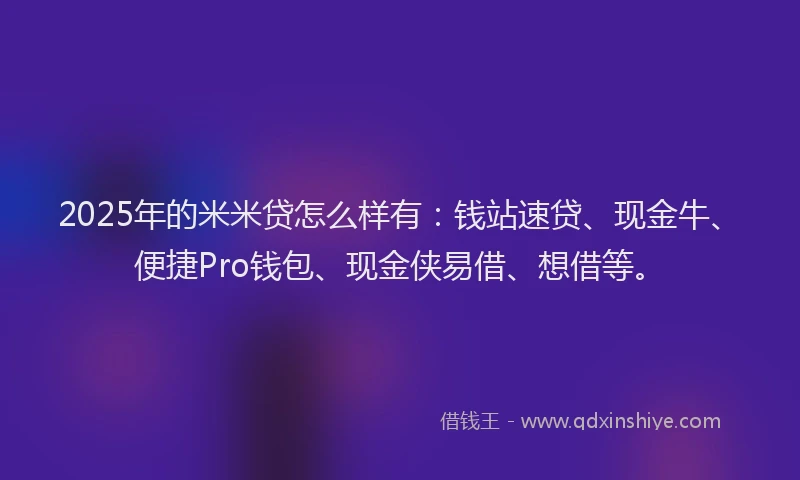 2025年的米米贷怎么样有：钱站速贷、现金牛、便捷Pro钱包、现金侠易借、想借等。