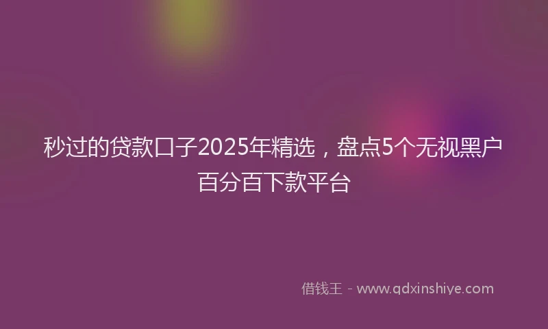 秒过的贷款口子2025年精选，盘点5个无视黑户百分百下款平台