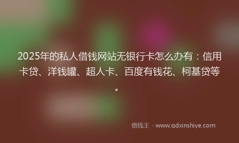 2025年的私人借钱网站无银行卡怎么办有：信用卡贷、洋钱罐、超人卡、百度有钱花、柯基贷等。
