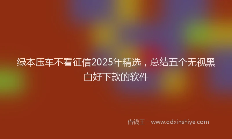 绿本压车不看征信2025年精选，总结五个无视黑白好下款的软件