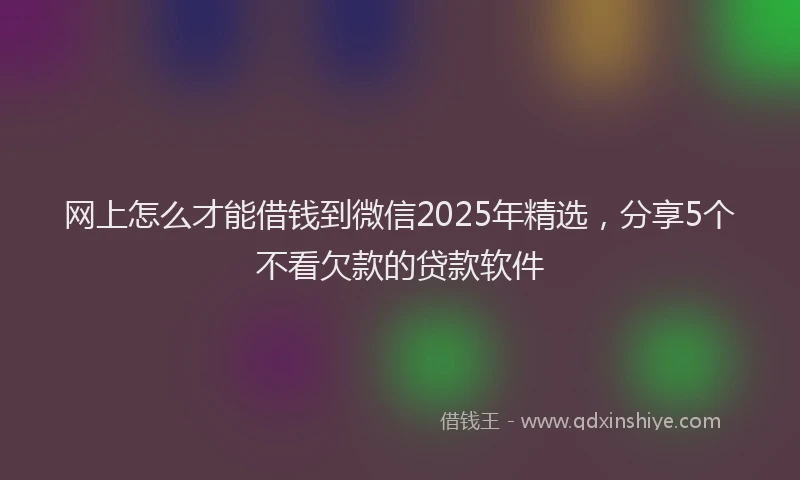 网上怎么才能借钱到微信2025年精选，分享5个不看欠款的贷款软件