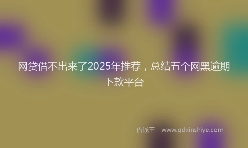 网贷借不出来了2025年推荐，总结五个网黑逾期下款平台