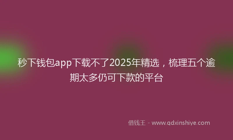 秒下钱包app下载不了2025年精选，梳理五个逾期太多仍可下款的平台