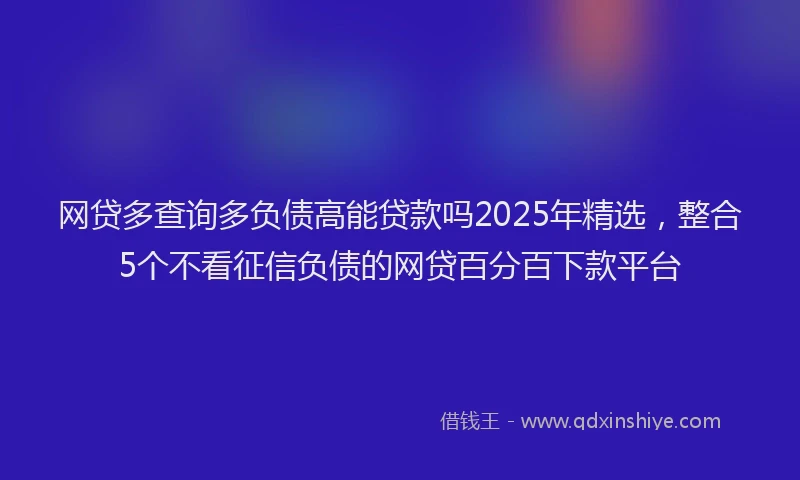 网贷多查询多负债高能贷款吗2025年精选，整合5个不看征信负债的网贷百分百下款平台