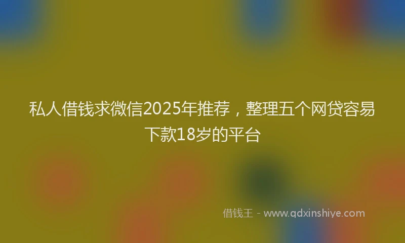 私人借钱求微信2025年推荐，整理五个网贷容易下款18岁的平台