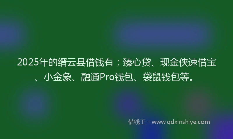 2025年的缙云县借钱有：臻心贷、现金侠速借宝、小金象、融通Pro钱包、袋鼠钱包等。