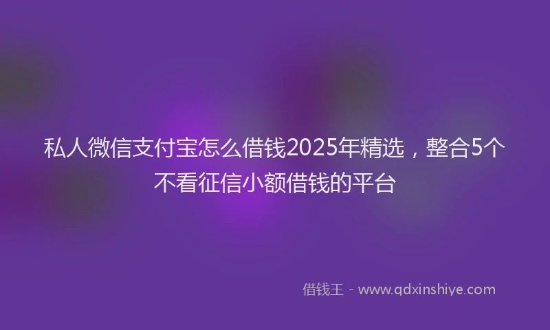 私人微信支付宝怎么借钱2025年精选，整合5个不看征信小额借钱的平台