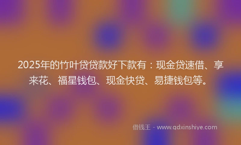 2025年的竹叶贷贷款好下款有：现金贷速借、享来花、福星钱包、现金快贷、易捷钱包等。