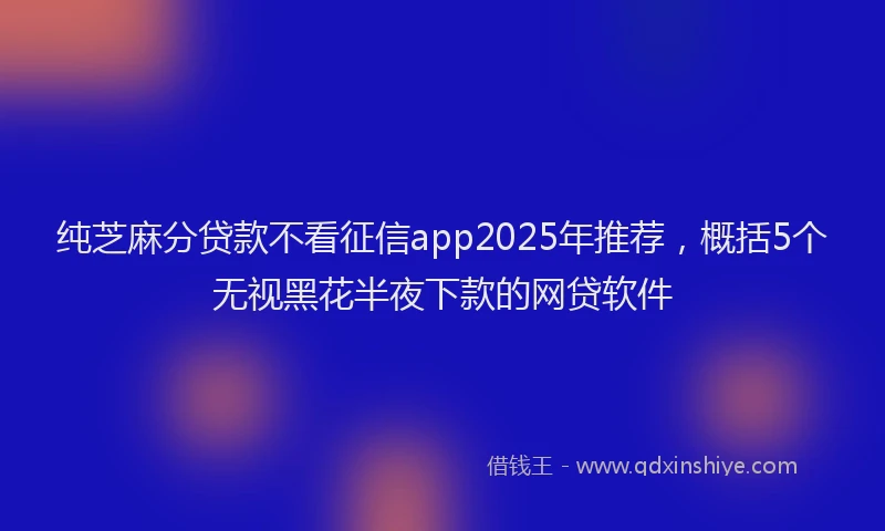 纯芝麻分贷款不看征信app2025年推荐，概括5个无视黑花半夜下款的网贷软件