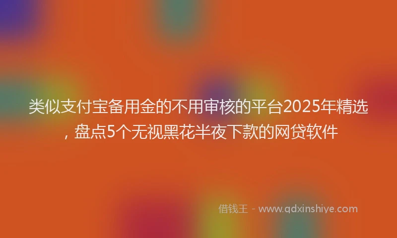 类似支付宝备用金的不用审核的平台2025年精选，盘点5个无视黑花半夜下款的网贷软件