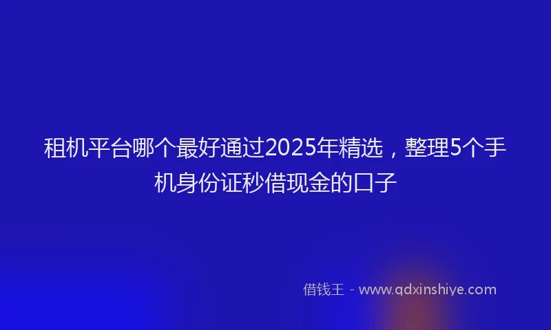 租机平台哪个最好通过2025年精选，整理5个手机身份证秒借现金的口子