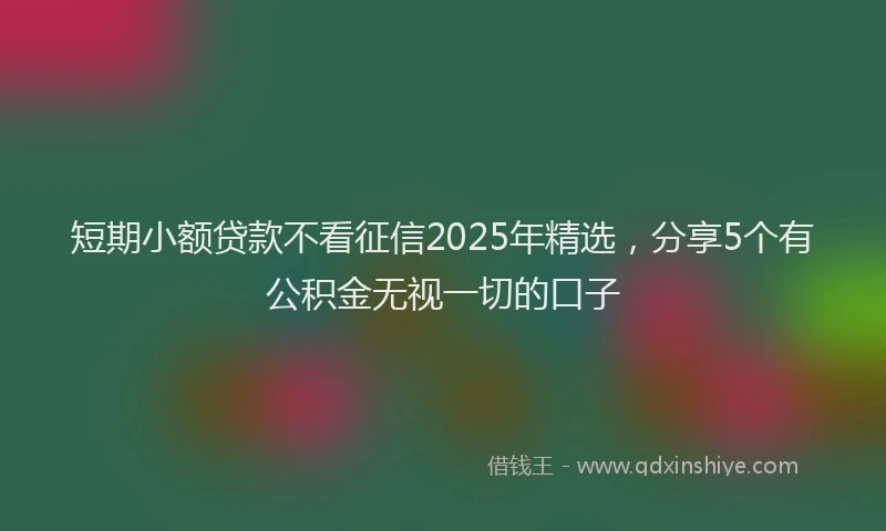 短期小额贷款不看征信2025年精选，分享5个有公积金无视一切的口子