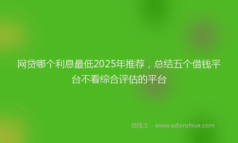 网贷哪个利息最低2025年推荐，总结五个借钱平台不看综合评估的平台