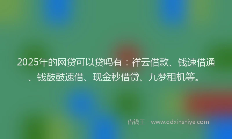 2025年的网贷可以贷吗有：祥云借款、钱速借通、钱鼓鼓速借、现金秒借贷、九梦租机等。
