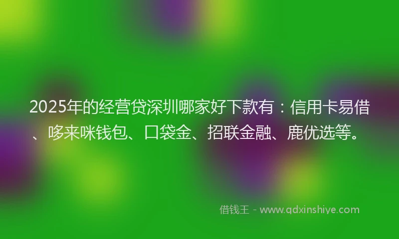 2025年的经营贷深圳哪家好下款有：信用卡易借、哆来咪钱包、口袋金、招联金融、鹿优选等。