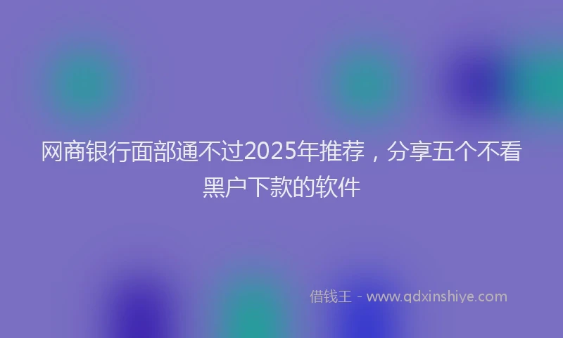 网商银行面部通不过2025年推荐，分享五个不看黑户下款的软件
