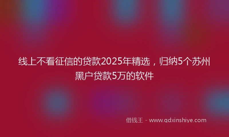 线上不看征信的贷款2025年精选，归纳5个苏州黑户贷款5万的软件