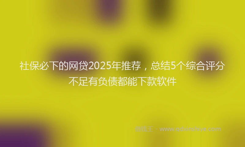 社保必下的网贷2025年推荐，总结5个综合评分不足有负债都能下款软件