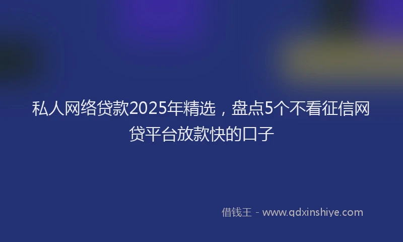 私人网络贷款2025年精选，盘点5个不看征信网贷平台放款快的口子