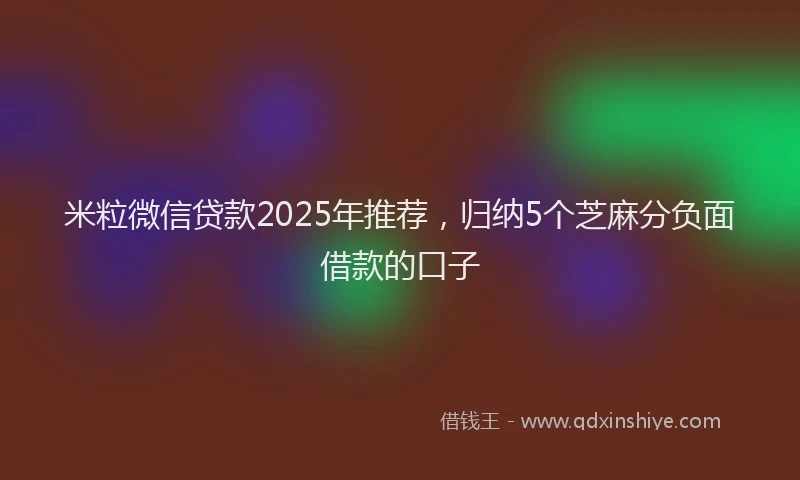 米粒微信贷款2025年推荐，归纳5个芝麻分负面借款的口子