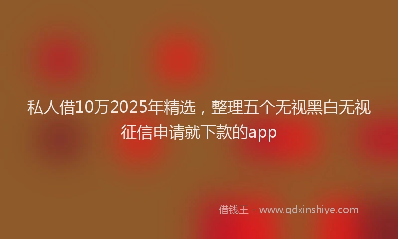 私人借10万2025年精选，整理五个无视黑白无视征信申请就下款的app
