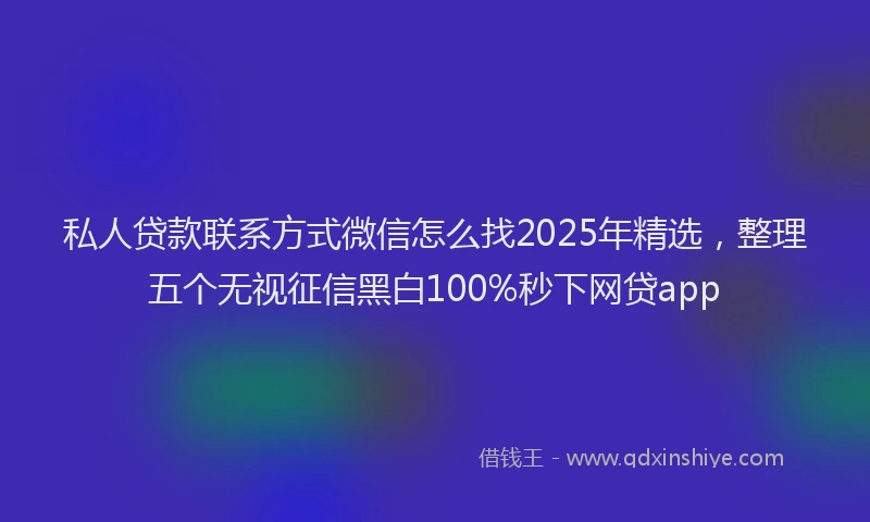 私人贷款联系方式微信怎么找2025年精选，整理五个无视征信黑白100%秒下网贷app