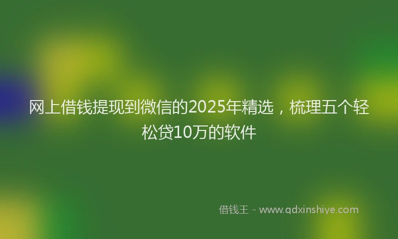 网上借钱提现到微信的2025年精选，梳理五个轻松贷10万的软件