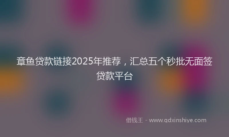 章鱼贷款链接2025年推荐，汇总五个秒批无面签贷款平台