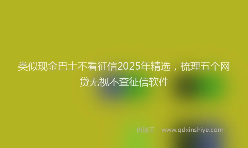类似现金巴士不看征信2025年精选，梳理五个网贷无视不查征信软件