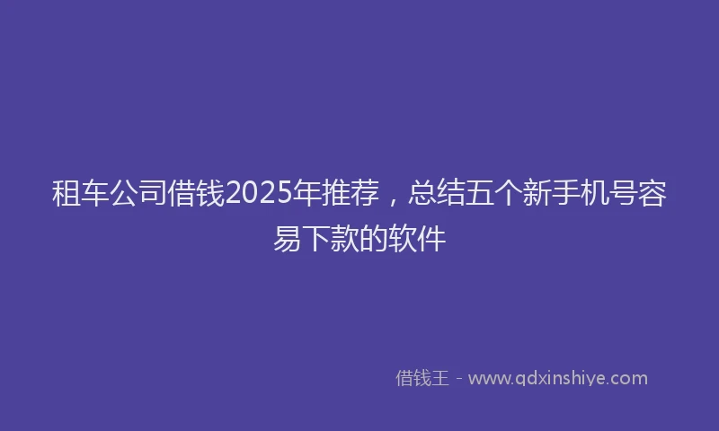 租车公司借钱2025年推荐，总结五个新手机号容易下款的软件