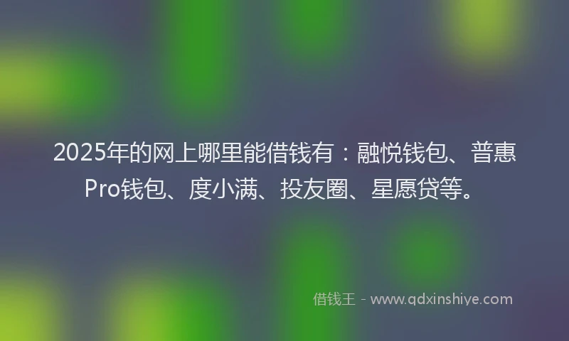 2025年的网上哪里能借钱有：融悦钱包、普惠Pro钱包、度小满、投友圈、星愿贷等。