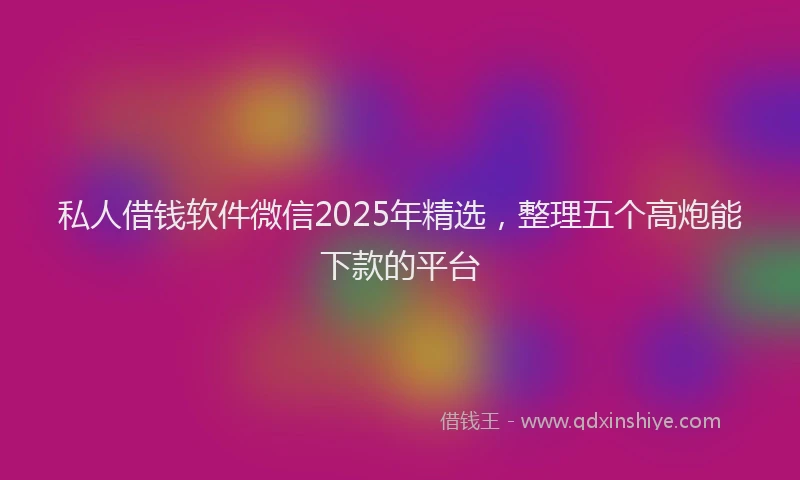私人借钱软件微信2025年精选，整理五个高炮能下款的平台