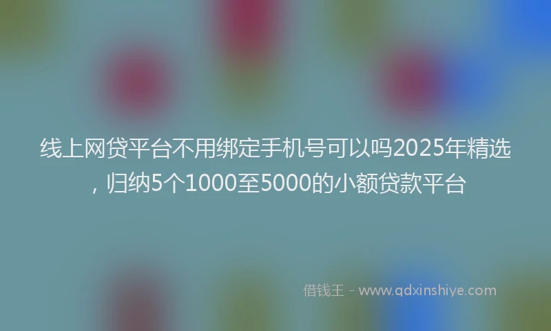 线上网贷平台不用绑定手机号可以吗2025年精选，归纳5个1000至5000的小额贷款平台