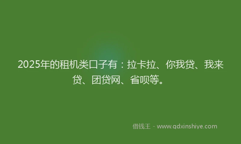 2025年的租机类口子有：拉卡拉、你我贷、我来贷、团贷网、省呗等。