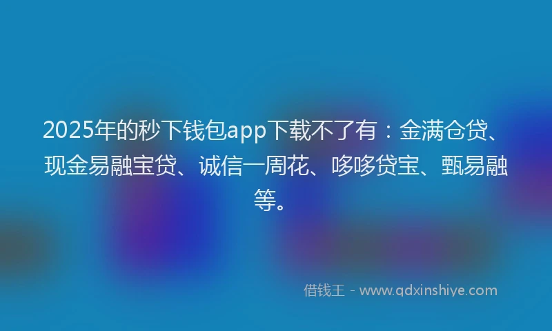 2025年的秒下钱包app下载不了有：金满仓贷、现金易融宝贷、诚信一周花、哆哆贷宝、甄易融等。