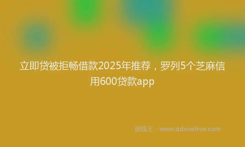 立即贷被拒畅借款2025年推荐，罗列5个芝麻信用600贷款app