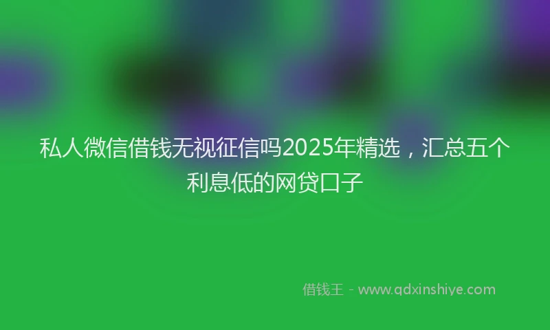 私人微信借钱无视征信吗2025年精选，汇总五个利息低的网贷口子