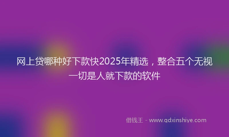 网上贷哪种好下款快2025年精选，整合五个无视一切是人就下款的软件