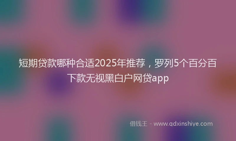 短期贷款哪种合适2025年推荐，罗列5个百分百下款无视黑白户网贷app