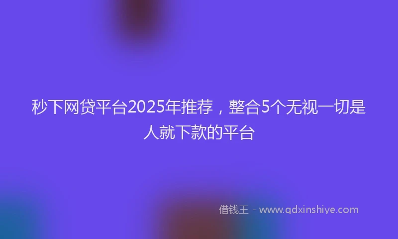 秒下网贷平台2025年推荐，整合5个无视一切是人就下款的平台