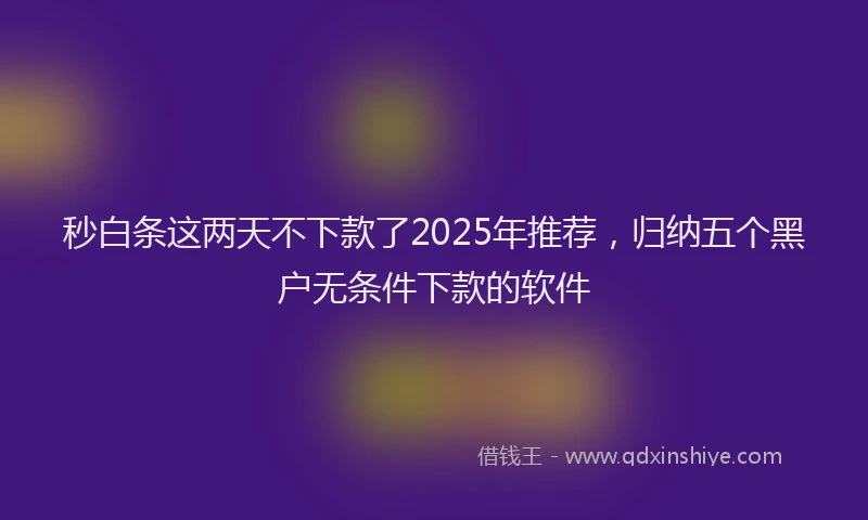 秒白条这两天不下款了2025年推荐，归纳五个黑户无条件下款的软件