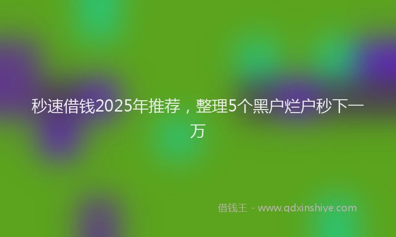 秒速借钱2025年推荐，整理5个黑户烂户秒下一万